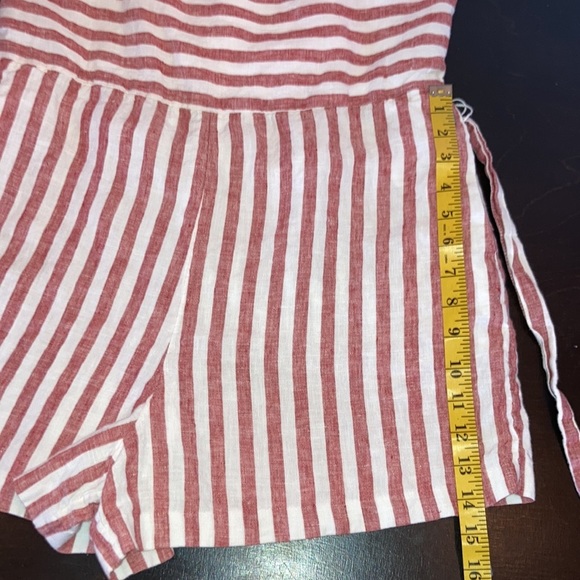 C&C California red and white 100% linen romper sz 8 EUC costal grandma - Picture 12 of 13